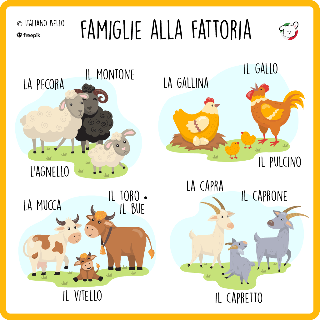 Learn Italian for Kids FARM Animals Animali della FATTORIA Italian -  English Italiano - Inglese: My first bilingual picture word book for  toddlers and  Le mie prime parole libro per bambini