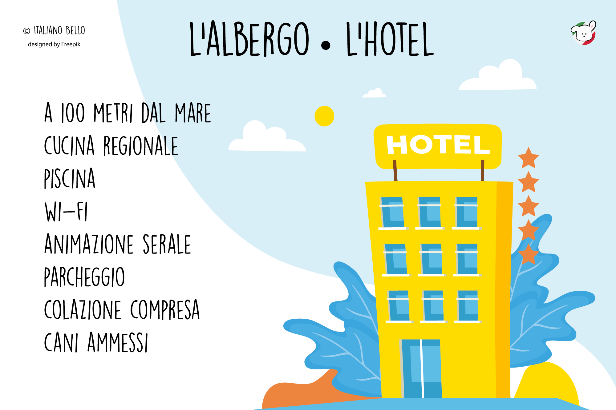 vocabolario albergo • Das Hotel • L'hotel / l'albergo