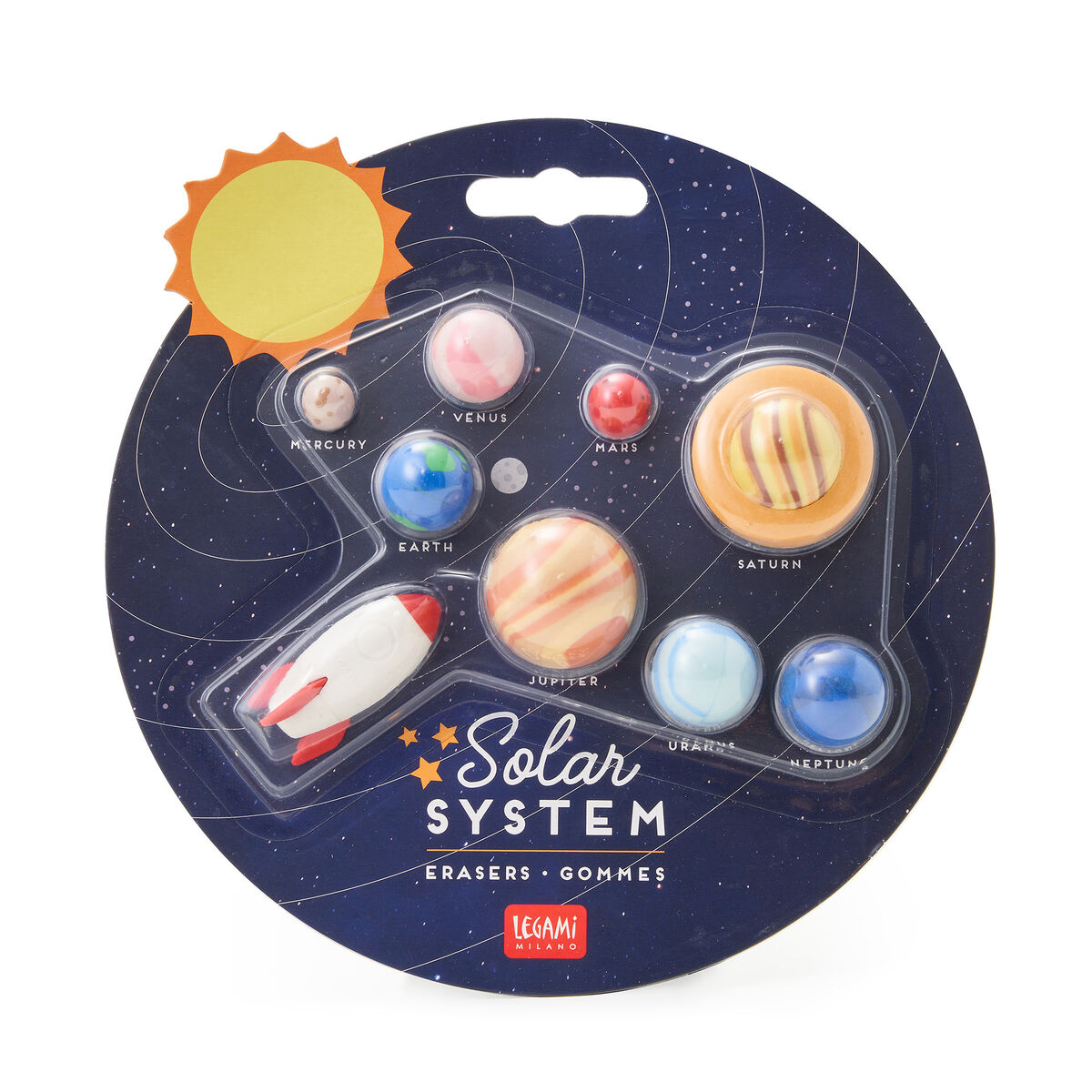 LEGAMI Set mit 9 Radiergummis Solar System 2 | Geschenkideen für Astronauten