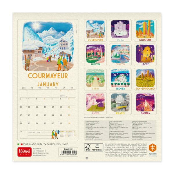 Legami Italien Kalender 3 • Italien Wandkalender 2022 – 30 x 29 cm