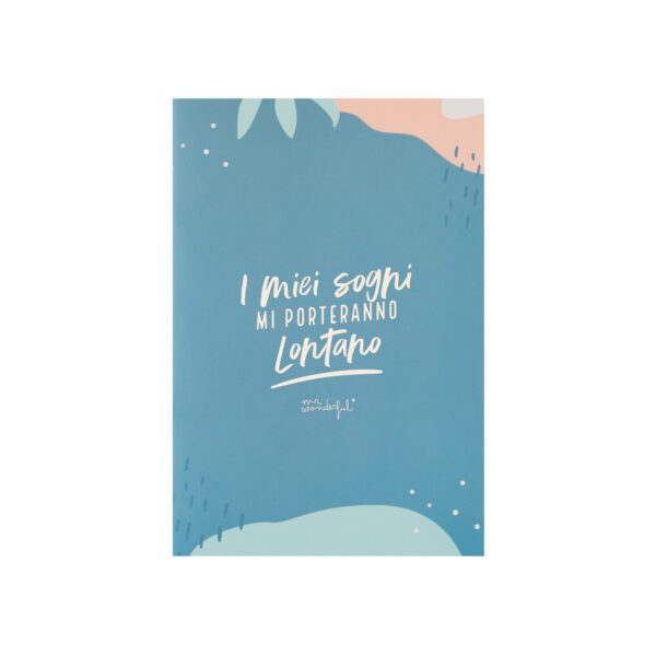 Mr. Wonderful notebook A5 squared on with motivational saying in Italian