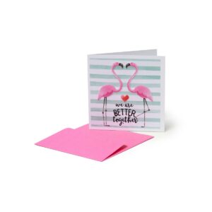 LEGAMI Mini-Glückwunschkarte für jeden Anlass – Flamingo
