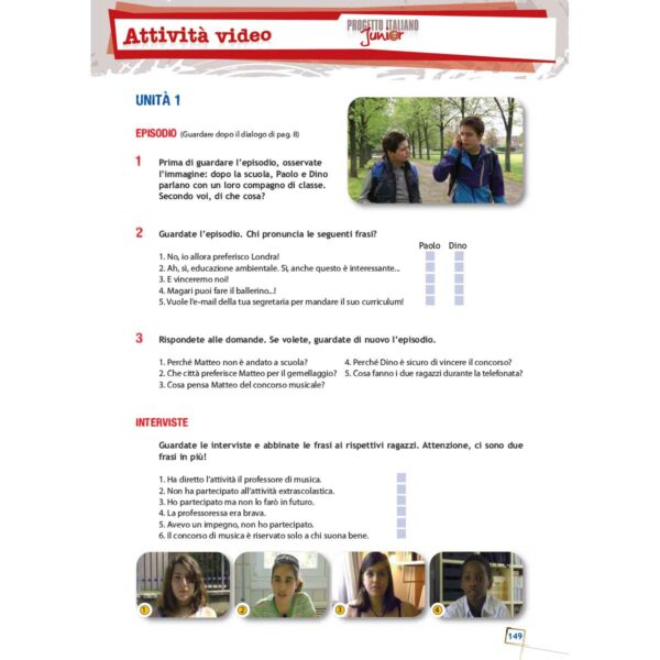 Progetto italiano Junior 2 Attività video 1 | Progetto italiano Junior 2 – Guida per l’insegnante