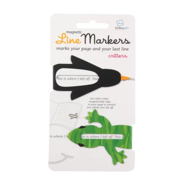 Thinking Gifts Line Markers – Set of 2 Magnetic Bookmarks Penguin and Salamander