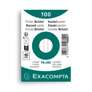 100 Karteikarten von Exacompta – A7 liniert