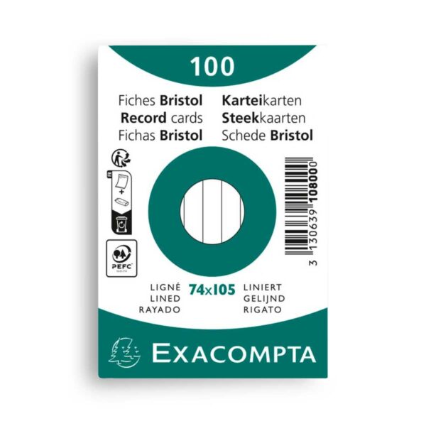 100 flashcard di Exacompta – A7 a righe