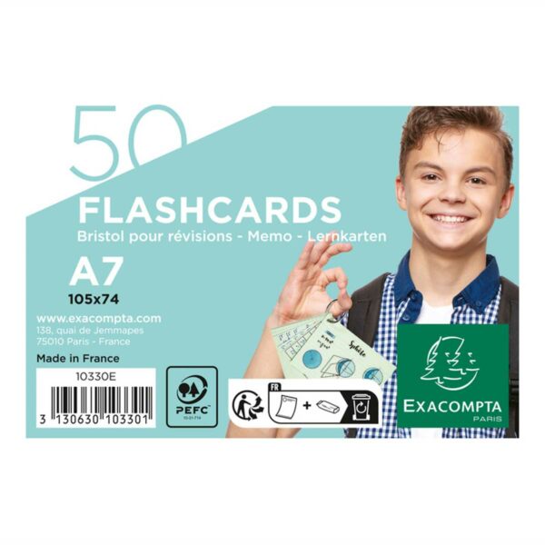Exacompta 50 Flashcards mit Ring – A7 liniert