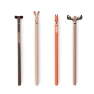 KIKKERLAND Woodland Bleistiftset mit 4 Tieren des Waldes