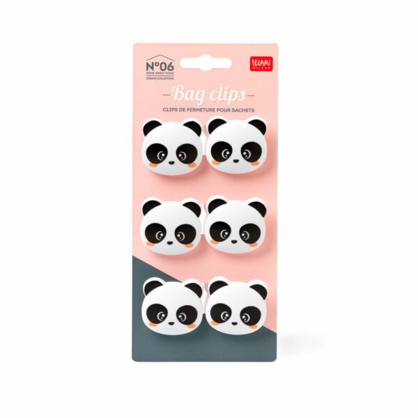 LEGAMI Set mit 6 Beutel Clips Panda 4 | Set mit 6 Beutel-Clips Panda