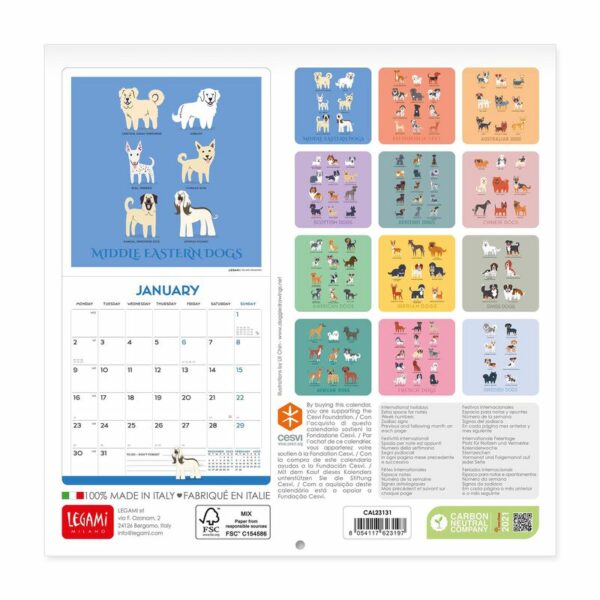 LEGAMI Dogs of the World Wandkalender 2023 – 18 x 18 cm 3 | Dogs of the World Wandkalender 2023 – 18 x 18 cm