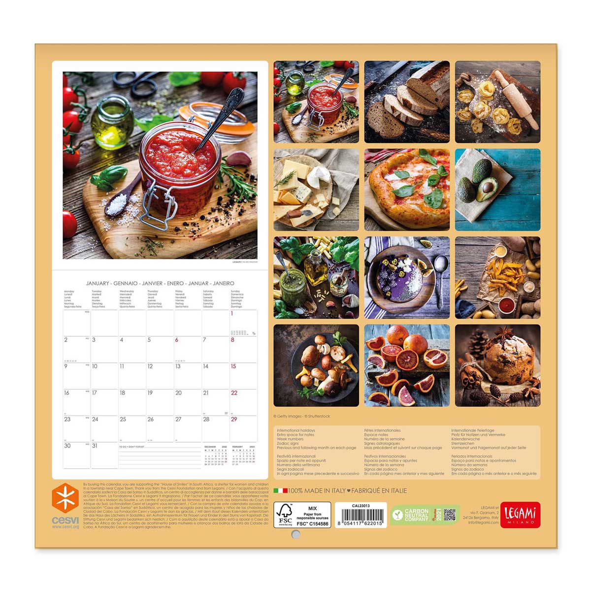 Legami Kitchen Wall Calendar 2023 – 30 X 29 Cm | 