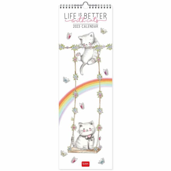 LEGAMI Life is better with Cats Wandkalender 2023 – 16 x 49 cm