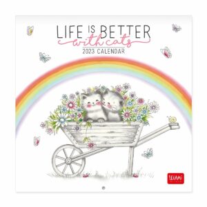 LEGAMI Life is better with Cats Wandkalender 2023 – 18 x 18 cm