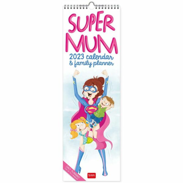 LEGAMI Super Mum Wandkalender und Familienplaner 2023 – 16 x 49 cm