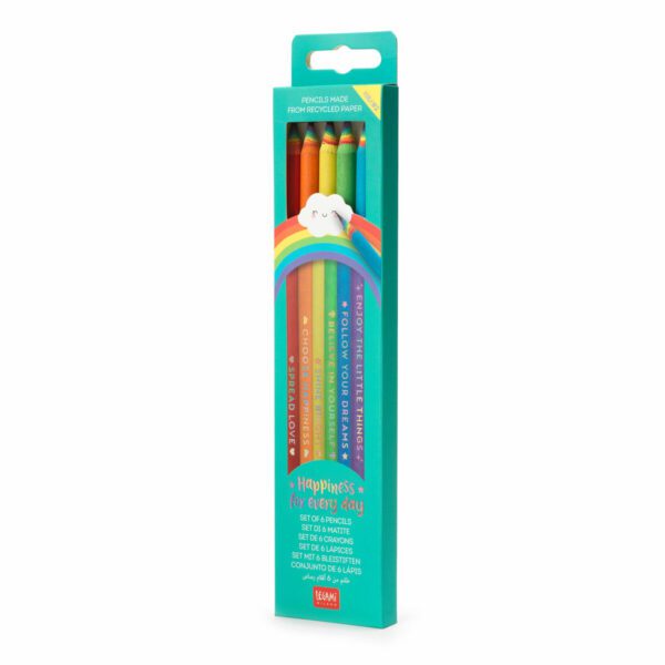 LEGAMI Set mit 6 Regenbogen Bleistiften aus Recycling Papier 6 | Set mit 6 Regenbogen-Bleistiften aus Recycling-Papier
