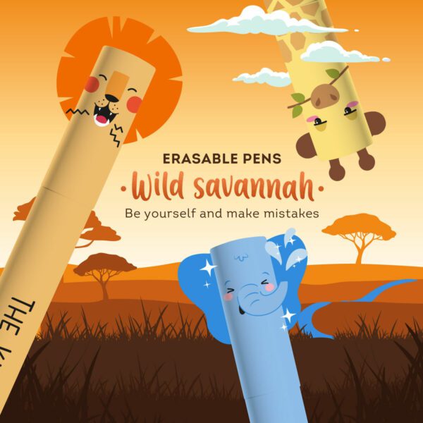 LEGAMI Loeschbarer Gelstifte Wild Savannah | Erasable Gel Pen Elephant – blue
