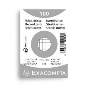 100 Karteikarten von Exacompta – A7 kariert