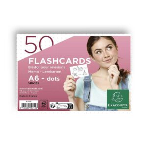 Exacompta 50 Flashcards with Ring – A6 dotted white