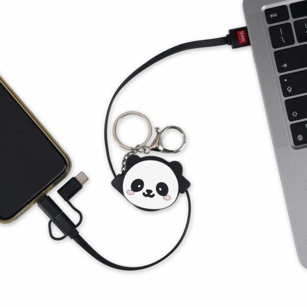 LEGAMI Charge N Roll Aufrollbares 3 in 1 Ladekabel – Panda 3 | Charge 'N Roll Aufrollbares 3-in-1 Ladekabel – Panda