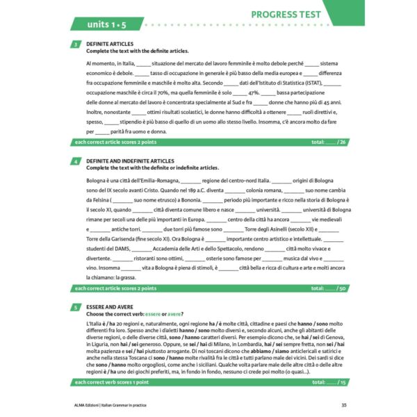 ALMA Edizioni Italian grammar in practice updated edition A1 B2 English version Progress Test 2 | Italian grammar in practice - updated edition A1-B2 (English version)