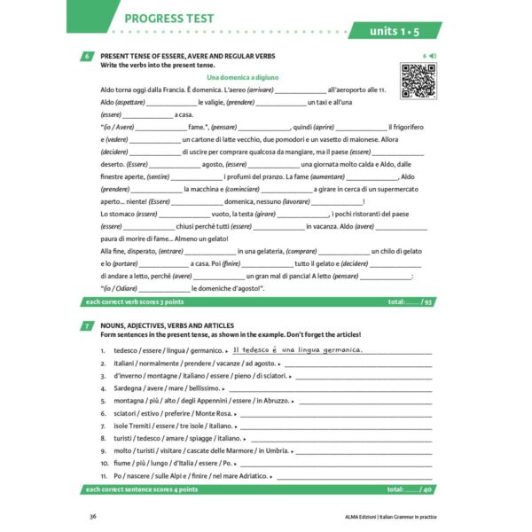 ALMA Edizioni Italian grammar in practice updated edition A1 B2 English version Progress Test 3 | Italian grammar in practice - updated edition A1-B2 (English version)