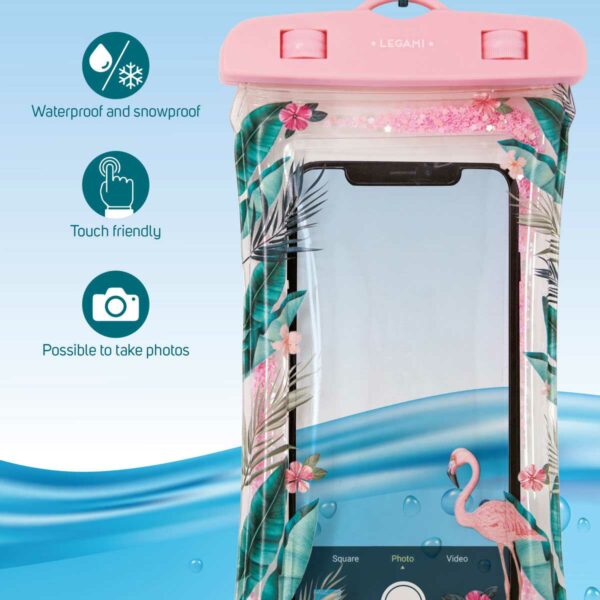 LEGAMI Wasserdichte Schutzhuelle fuer Smartphones Flamingo 4 | Waterproof Smartphone Pouch Flamingo