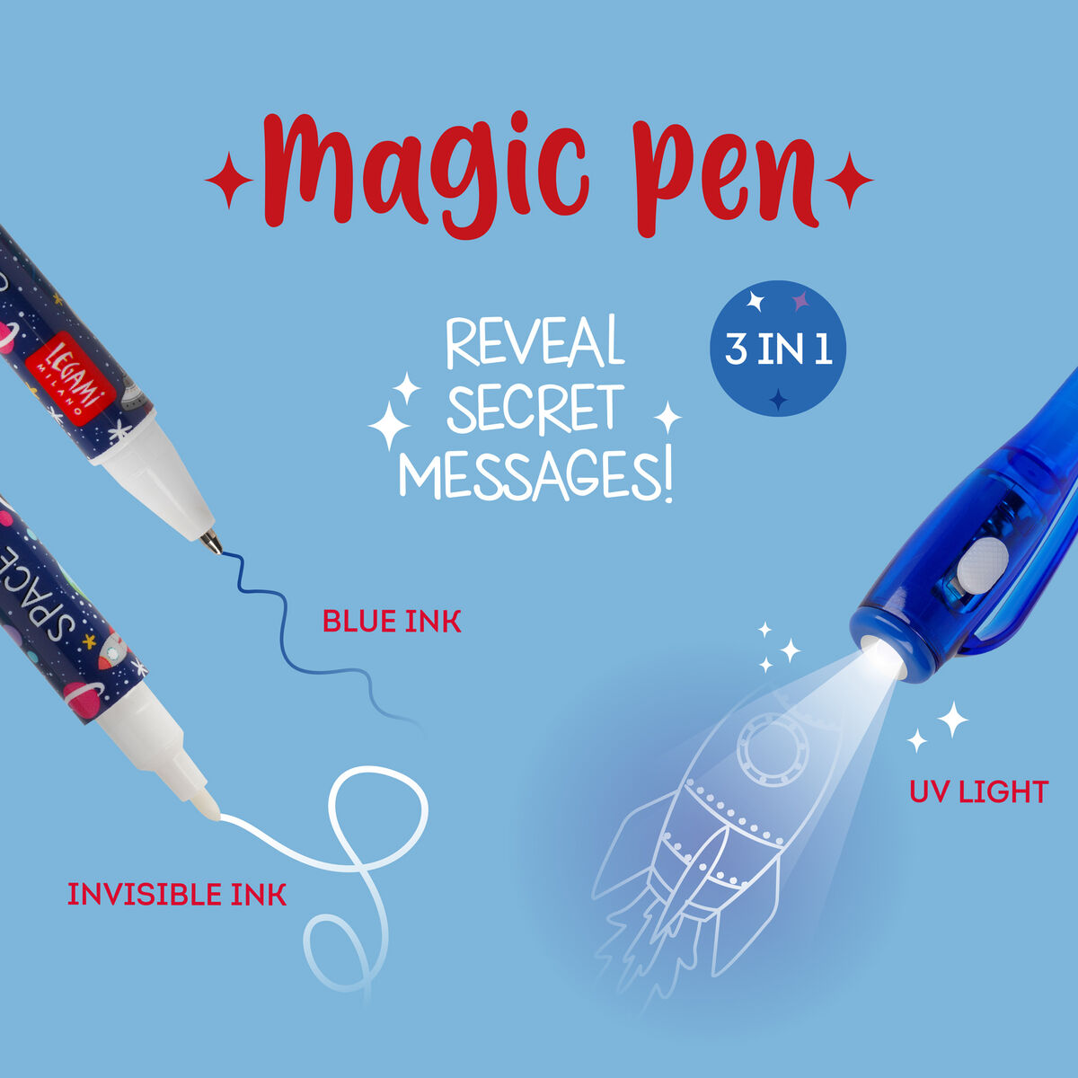 LEGAMI 3 in 1 Magic Pen with Invisible Ink – Space