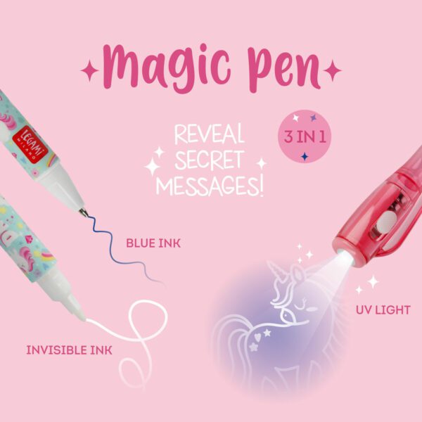 LEGAMI 3 in 1 Stift mit unsichtbarer Tinte – Einhorn 2 | Penna a inchiostro invisibile 3 in 1 – Unicorno
