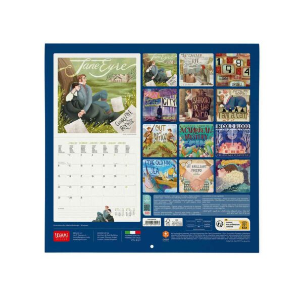 LEGAMI Book Lover Wandkalender 2024 – 30 x 29 cm 3 | Book Lover Wall Calendar 2024 – 30 x 29 cm