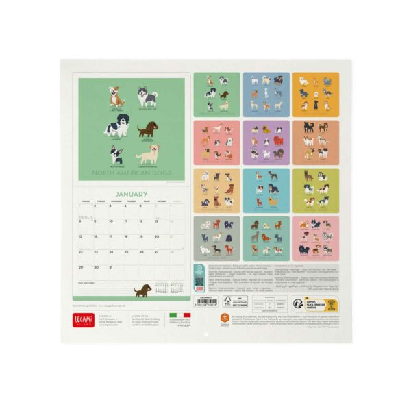 LEGAMI Dogs of the World Wandkalender 2024 – 30 x 29 cm 3 | Dogs of the World Wall Calendar 2024 – 30 x 29 cm