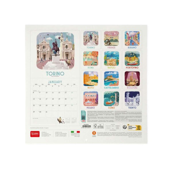 LEGAMI Italien Wandkalender 2024 – 30 x 29 cm 3 | Calendario da Parete Italy 2024 – 30 x 29 cm