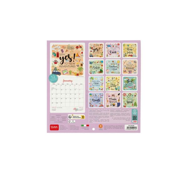 LEGAMI Live Happy Wandkalender 2024 – 18 x 18 cm 3 | Live Happy Wall Calendar 2024 – 18 x 18 cm
