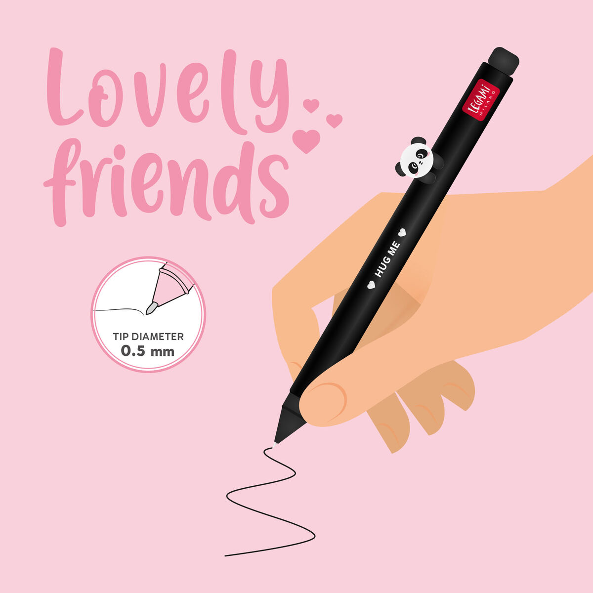 LEGAMI Lovely Friends Gel Pen Panda – black