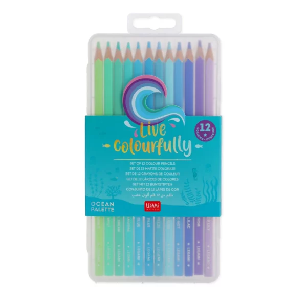 LEGAMI Set mit 12 Buntstiften – Ocean Palette 9 | Set of 12 Colouring Pencils – Ocean Palette