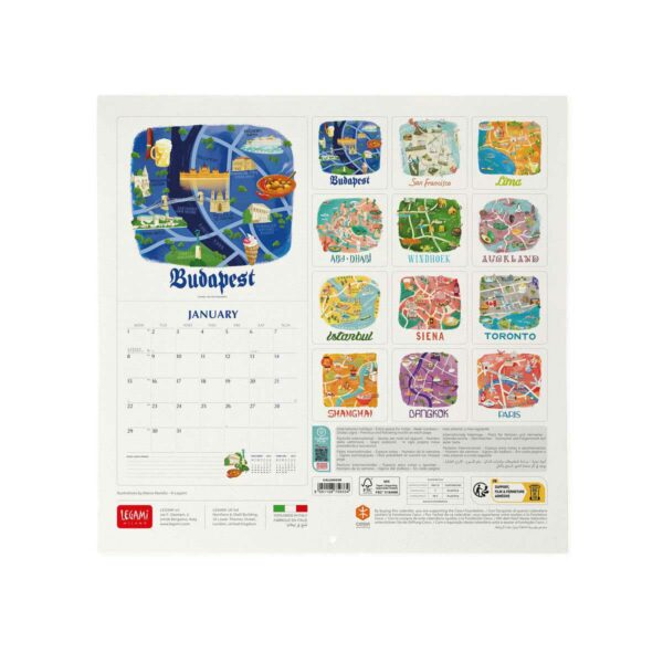 LEGAMI World Cities Wandkalender 2024 – 30 x 29 cm 3 | World Cities Wall Calendar 2024 – 30 x 29 cm