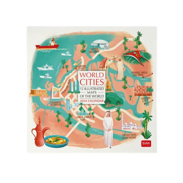 LEGAMI World Cities Wall Calendar 2024 – 30 x 29 cm