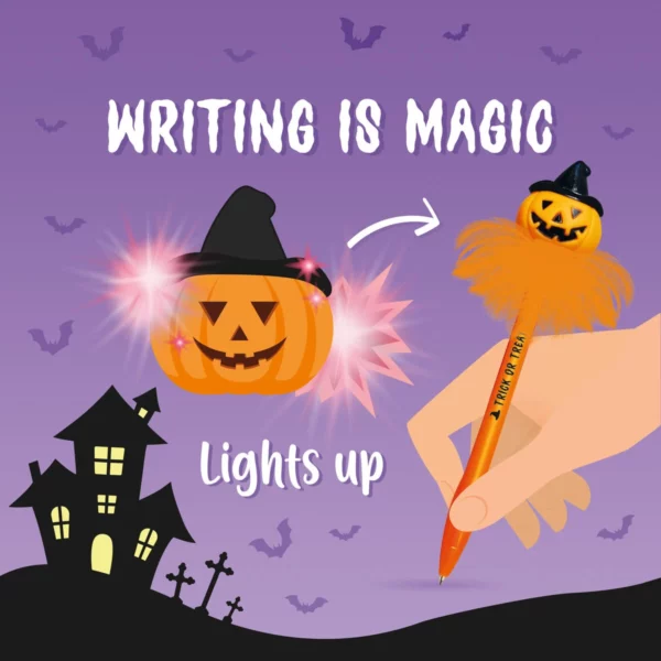 LEGAMI Leuchtender Kugelschreiber Halloween Kuerbis 2 | Penna a Sfera Luminosa Zucca di Halloween – Writing is Magic