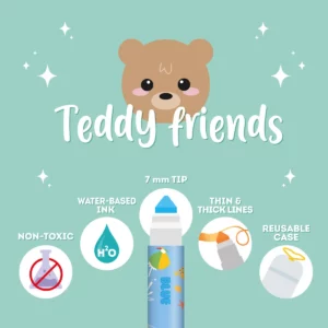 LEGAMI Set mit 12 Filzstiften – Teddy Friends 4 | Geschenkideen mit Bärchen