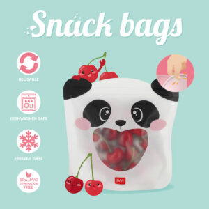 LEGAMI 3er Set Snack Beutel Panda 2 | Geschenkideen für Panda-Fans