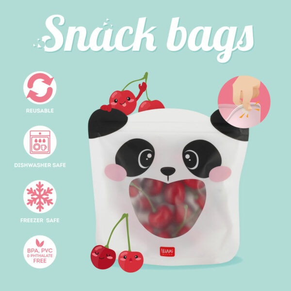 LEGAMI 3er Set Snack Beutel Panda 2 | Set of 3 Snack Bags Panda