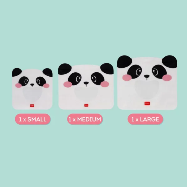 LEGAMI 3er Set Snack Beutel Panda 4 | Set of 3 Snack Bags Panda