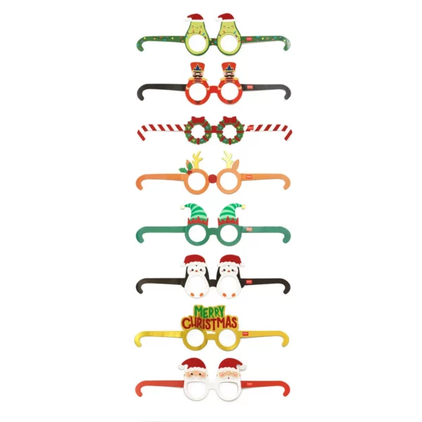 LEGAMI Set mit 8 Weihnachtsbrillen aus Papier 2 | Set mit 8 Weihnachtsbrillen aus Papier