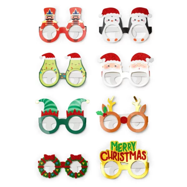 LEGAMI Set of 8 Christmas Paper Eyeglasses