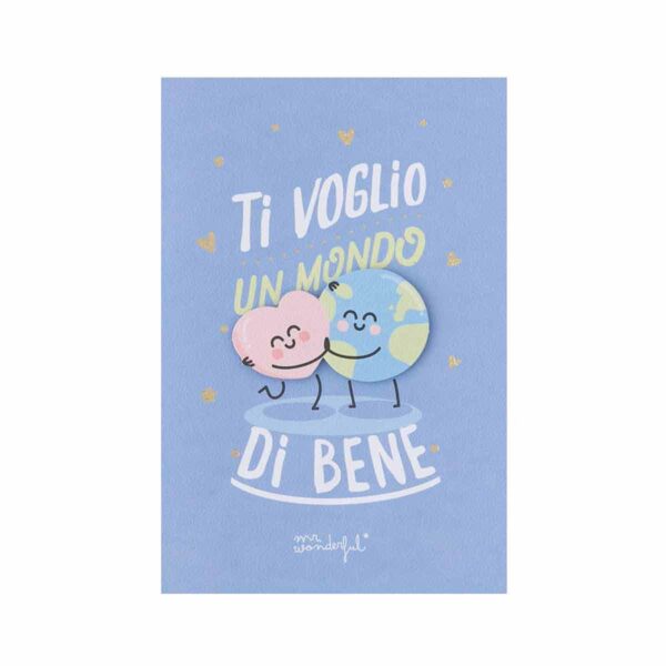 Mr. Wonderful Grußkarte mit Liebesbotschaft auf Italienisch – Ti voglio un mondo di bene