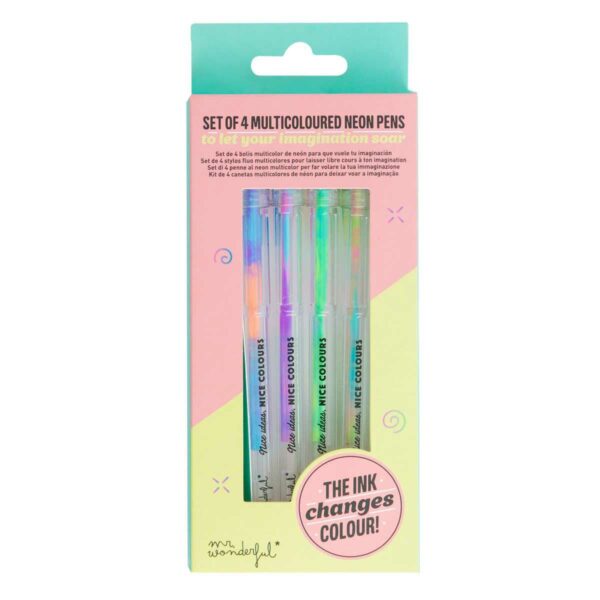 Mr. Wonderful Set mit 4 mehrfarbigen Neonstiften 2 | Set of 4 multicoloured neon pens
