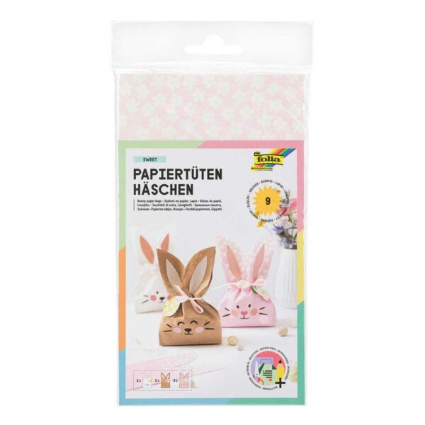 folia Set mit 9 suessen Papiertueten Haeschen zum Basteln fuer Ostern 3 | DIY Set with 9 Cute Paper Bag Bunnies for Easter