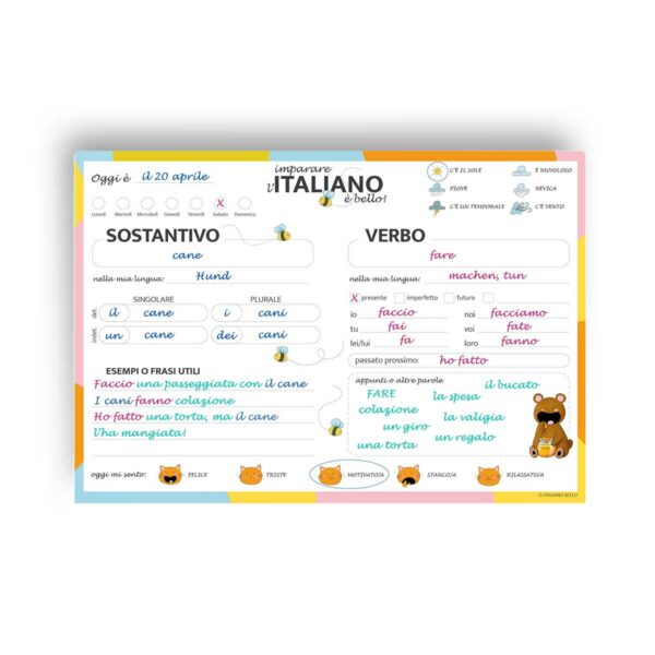 Italiano Bello Verb Notizblock 2 | Notepad Practice Italian – Bruno