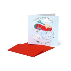 LEGAMI Mini greeting card for birthday – Teddy Plane