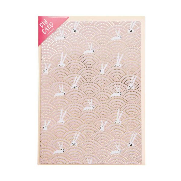 Paper Poetry DIY Grusskartenset Hasen im Feld rosa 2 | DIY greeting card set Bunnies in a Field Pink