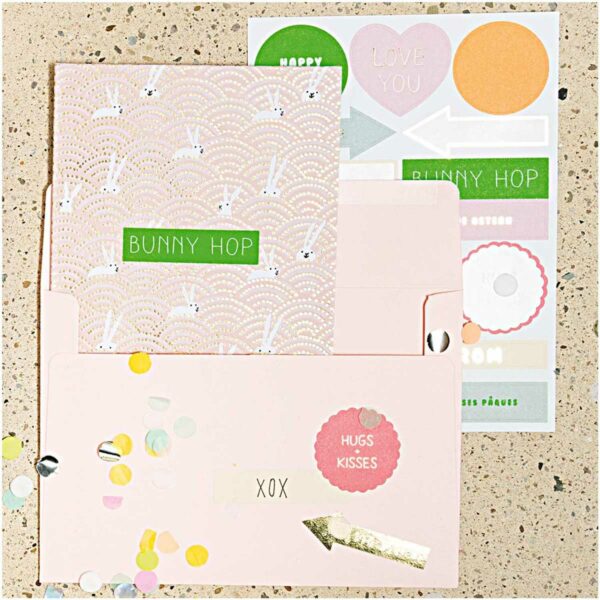 Paper Poetry DIY Grusskartenset Hasen im Feld rosa 4 | DIY greeting card set Bunnies in a Field Pink